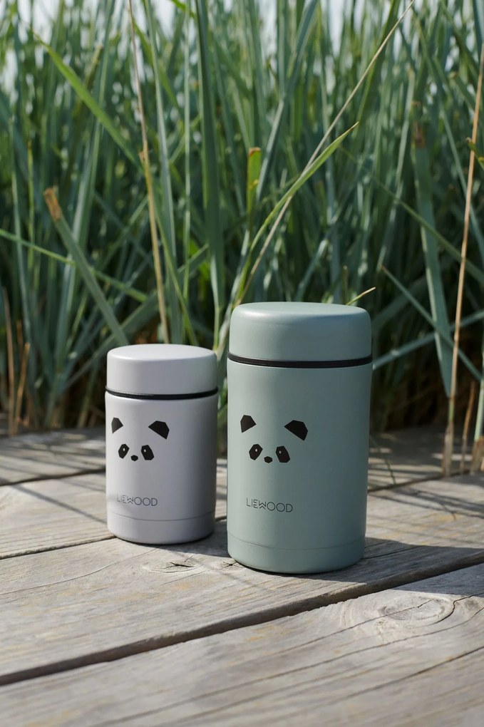 LIEWOOD Detská termoska Panda Light Grey Food Jar
