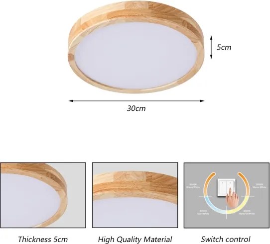 BRILAGI - LED stropné svietidlo WOODLINE LED/24W/230V 3000/4000/6000K, v dekore dub, priemer 30 cm