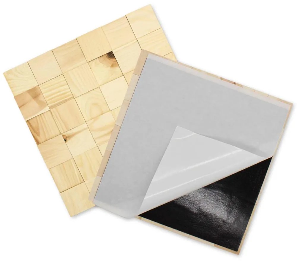 BOROVICE 50, jednotlivé kusy 50 x 50 mm (0,0025 m²) nebo samolepiaci panel 300 x 300 mm (0,09 m²) - dřevěná mozaika 3D Kartáčovaný - bez povrch. úpravy 4 mm