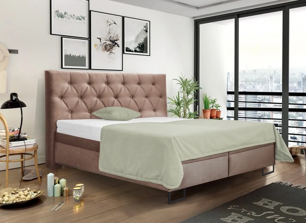 Posteľ Amy 180x200 cm, svetlo hnedá látka
