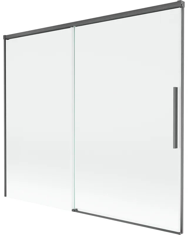 Mexen Rox, 2-krídlová posuvná vaňová zástena 180 x 150 cm, 8mm číre sklo, brúsený grafit profil, 8C9-180-001-66-00