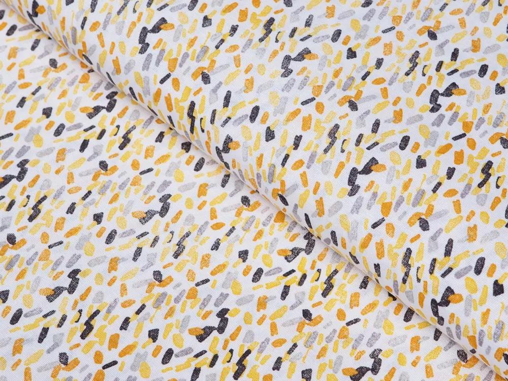 Biante Dekoračný behúň na stôl Leona LN-045 Žltosivé čiarky na bielom 45x180 cm