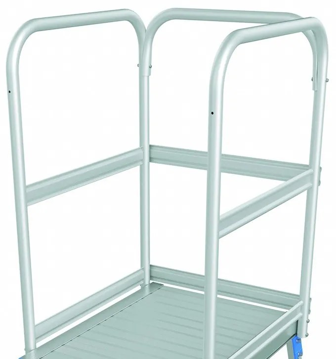 Hliníkový pojazdný rebrík s plošinou, 8 priečok, výška plošiny 1,92 m