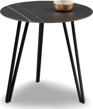Okrúhly stolík Liv, 50 cm, imitácia tmavého mramoru%