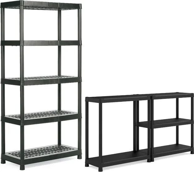 KIS-KETER Tribac 009509BK Regál Plus, 5 políc, šírka 75 cm