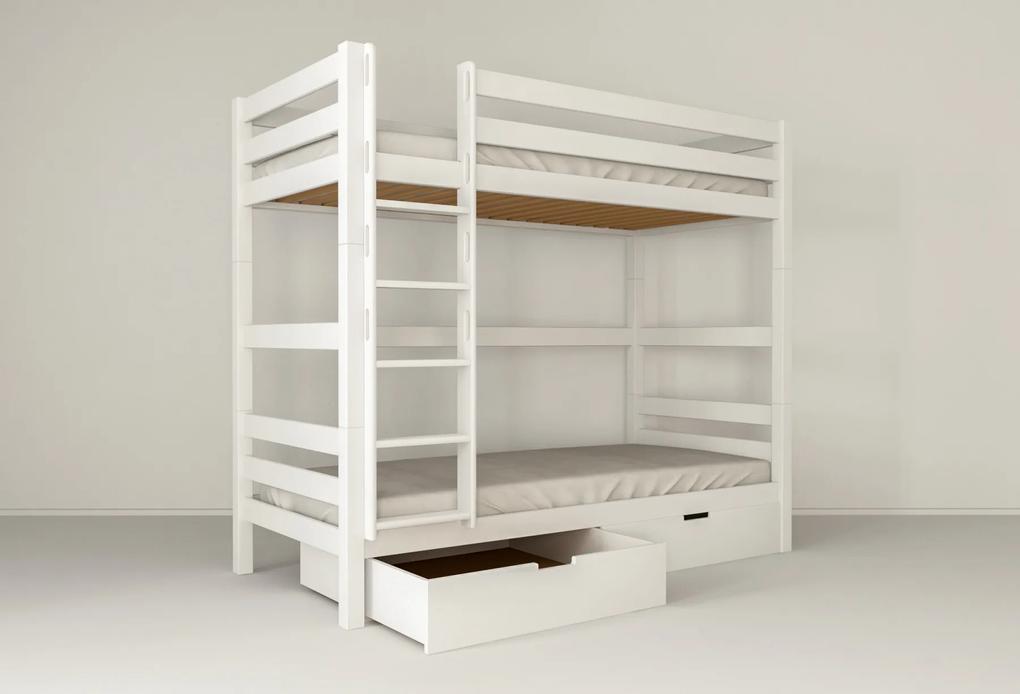 MAXMAX Detská poschodová posteľ z MASÍVU BUK - DANIEL 200x90cm - biela
