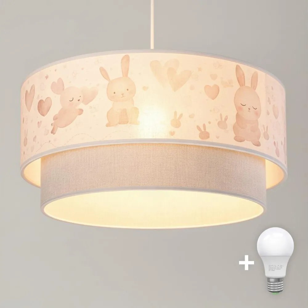BRILAGI- LED detský luster na lanku BOBO 1xE27/60W/230V pr.40 cm krémová/sivá/kráľovská modrá