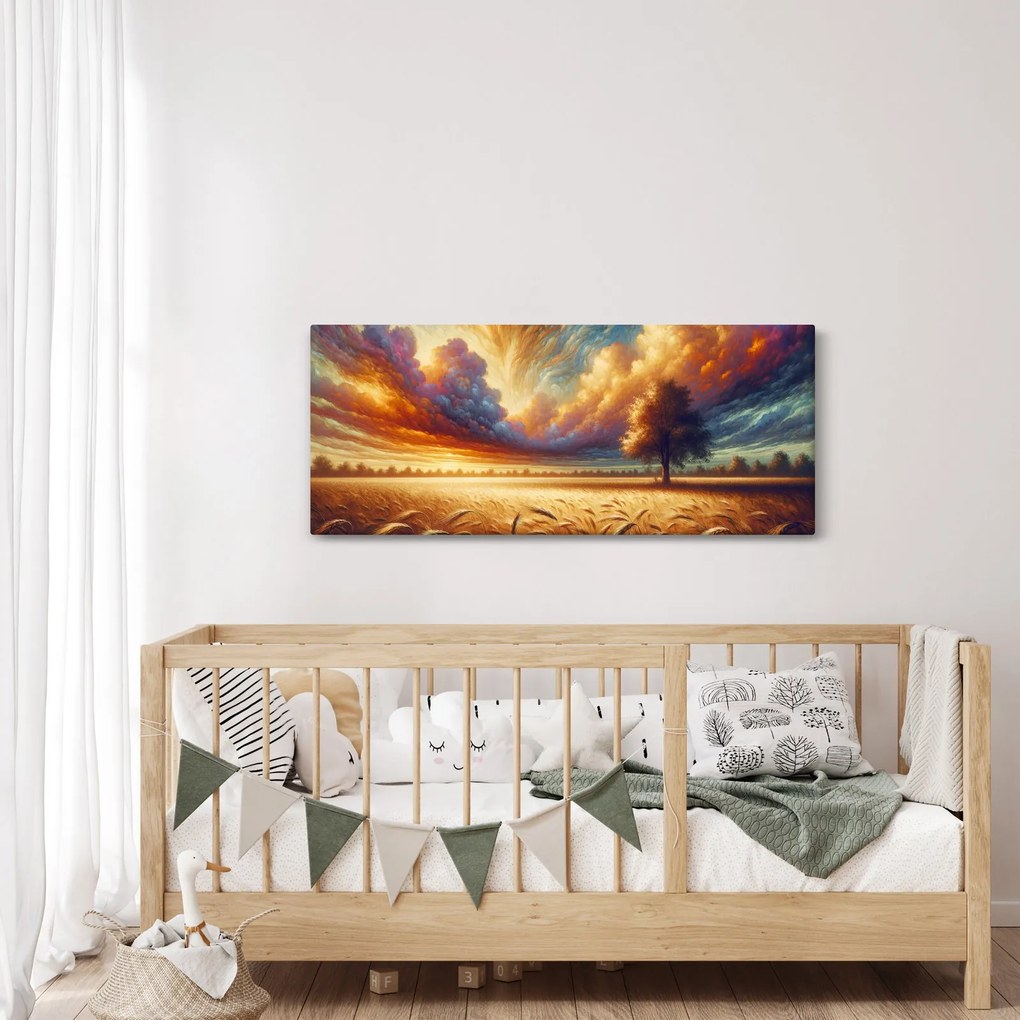 Obraz – Strom na poli (120x50 cm)