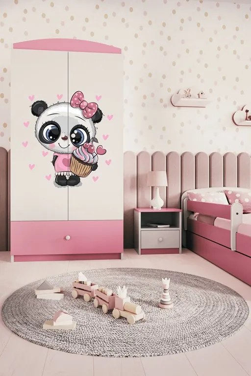 Detská šatníková skriňa BABYDREAMS Panda ružová