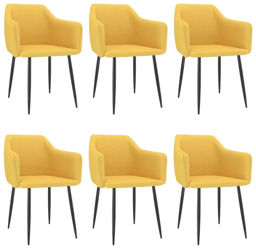 vidaXL Jedálenské stoličky 6 ks žlté látka