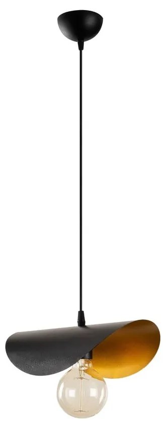 Závesné svietidlo v čiernej a bronzovej farbe s kovovým tienidlom Sivani – Opviq lights