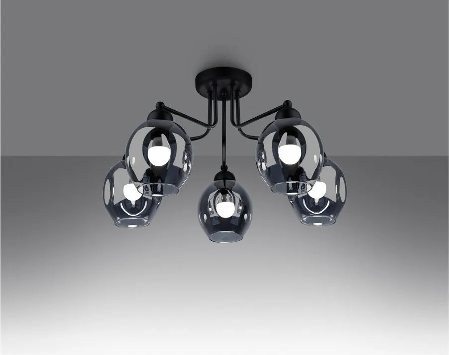 Čierne stropné svietidlo so skleneným tienidlom 59x59 cm Garten – Sollux