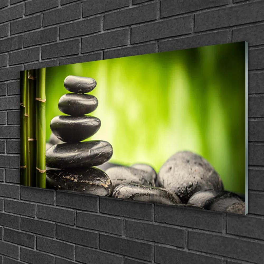 Obraz na skle Bambus kamene umenie 120x60 cm