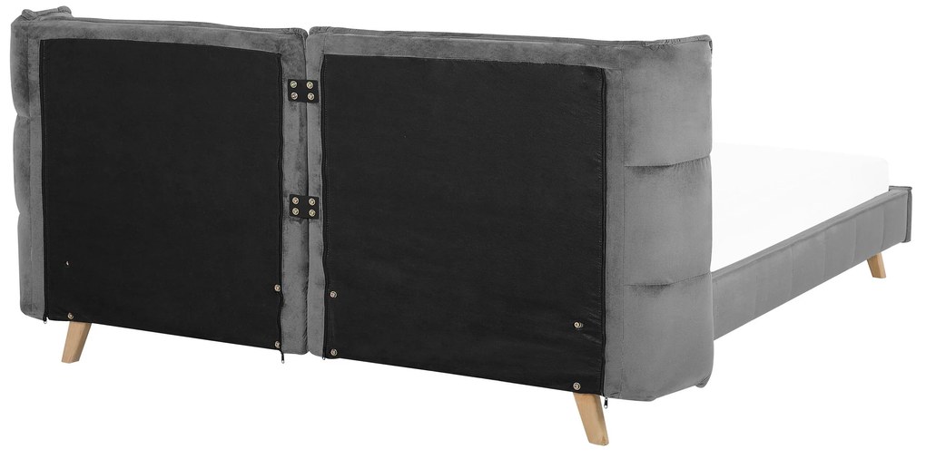 Sivá zamatová posteľ 180 x 200 cm SENLIS Beliani