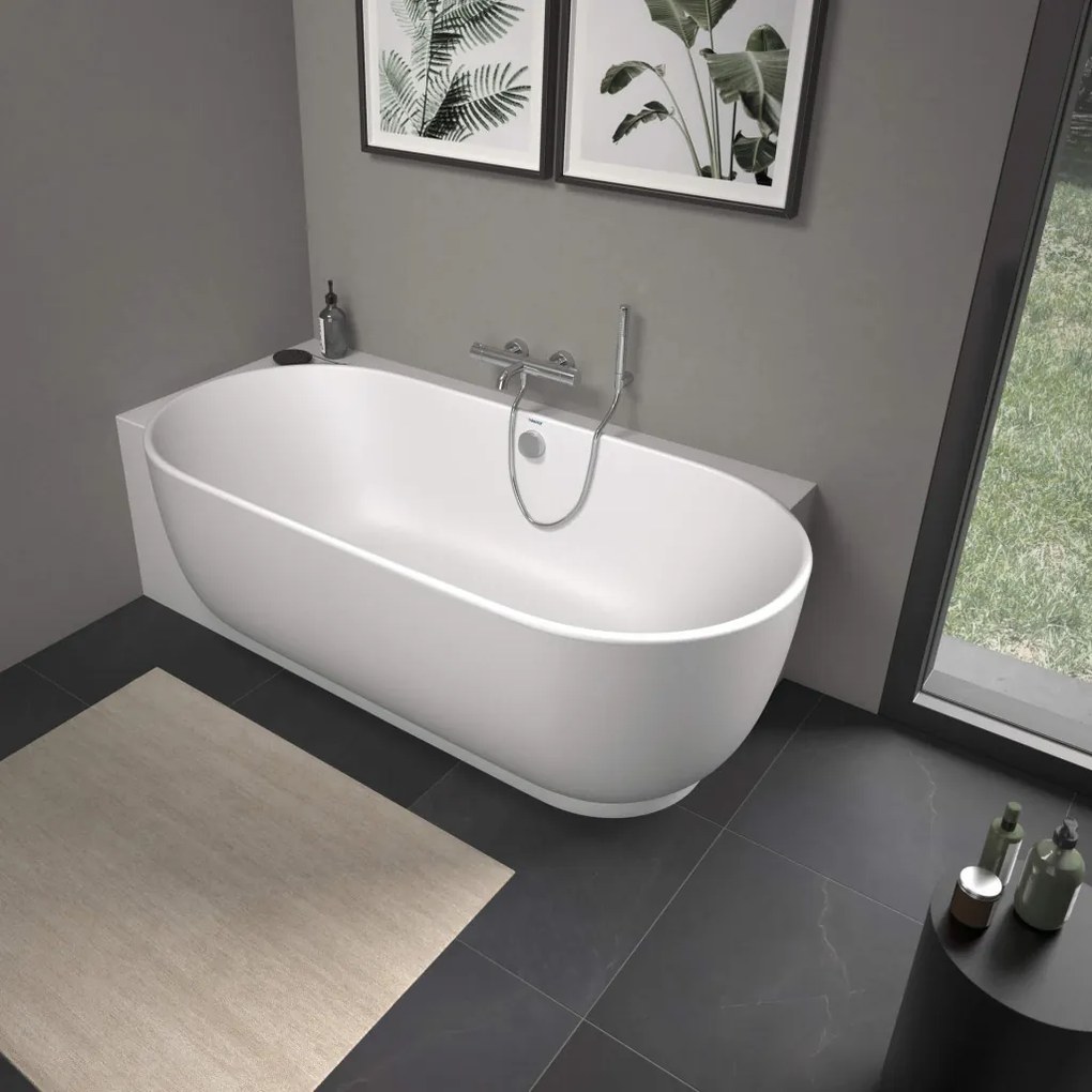 Duravit Luv - Vaňa do ľavého rohu 1850x950 mm s panelom a podstavcom, biela 700431000000000