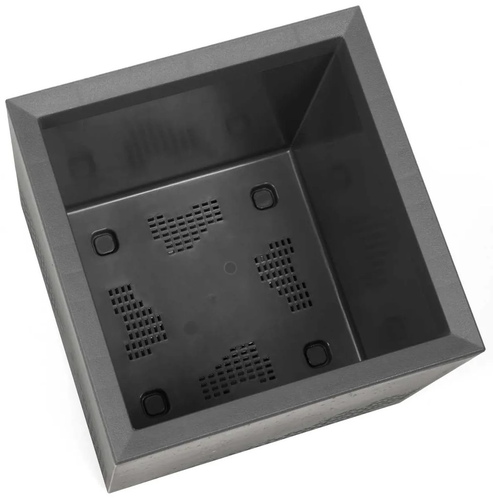 PLASTOVÝ KVETINÁČ NA KOLIESKACH BETONIQUE ECO 40X40 CM IMITÁCIA BETÓNU ANTRACITOVÁ