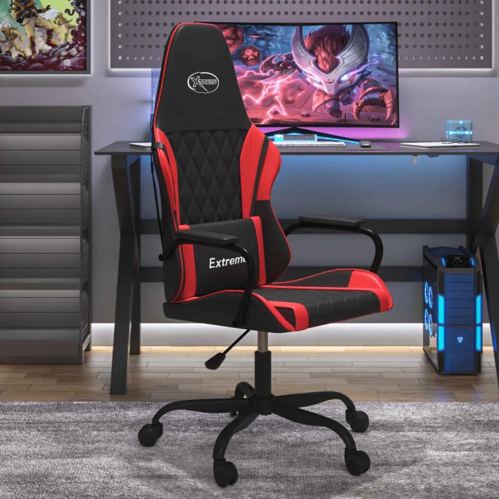Masážna herná stolička čierna a červená umelá koža 345534