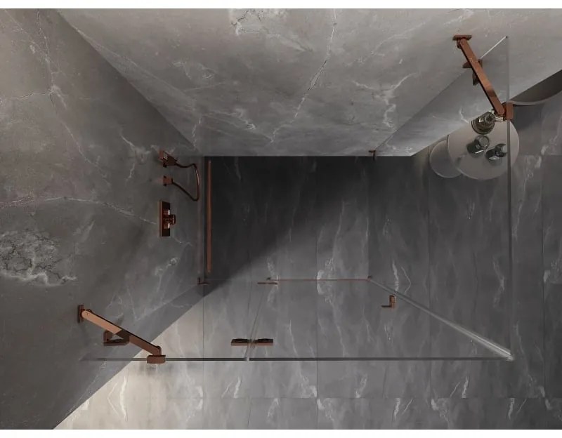 Mexen Lunar, 1-krídlový sprchový kút, ľavý, 90 x 70 cm, 8mm číre sklo, ružové zlato profil, 834-090-070-60-00-L