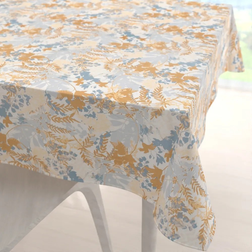 Biante Zamatový štvorcový obrus Tamara TMR-043 Hnedo-modré designové rastliny 130x130 cm