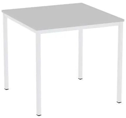 Jedálenský stôl Versys s bielym podnožím RAL 9003, 80 x 80 x 74,3 cm, svetlosivý