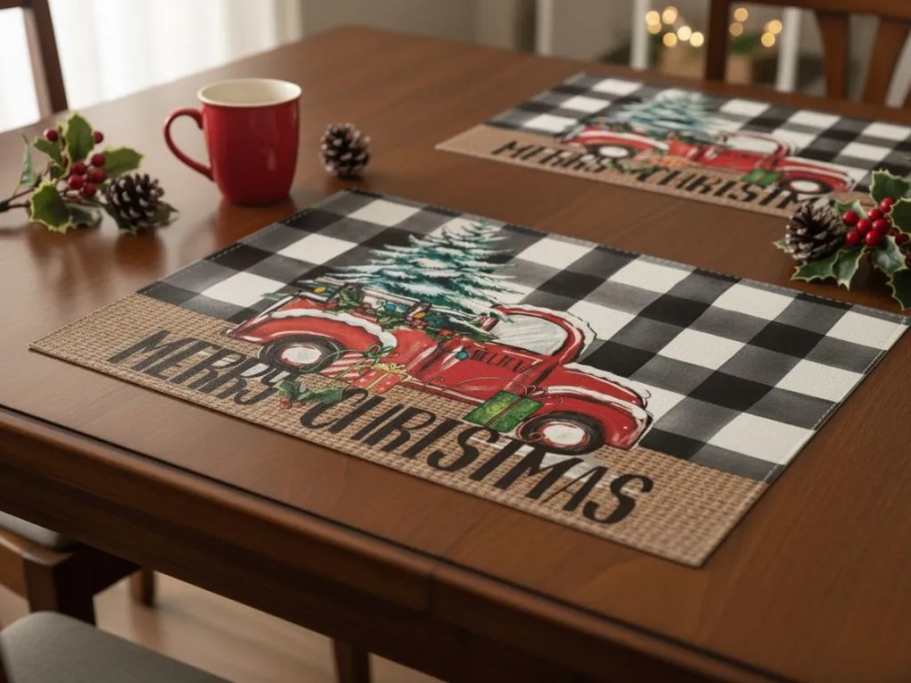 Vianočné prestieranie na stôl MERRY CHRISTMAS 30x45 cm, biele