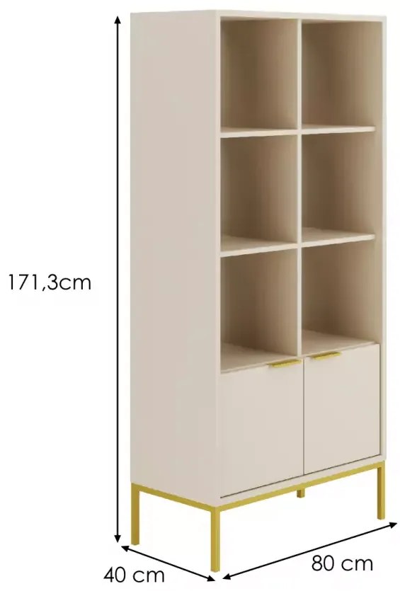 Knihovna Austin 80 cm kašmír/zlatá