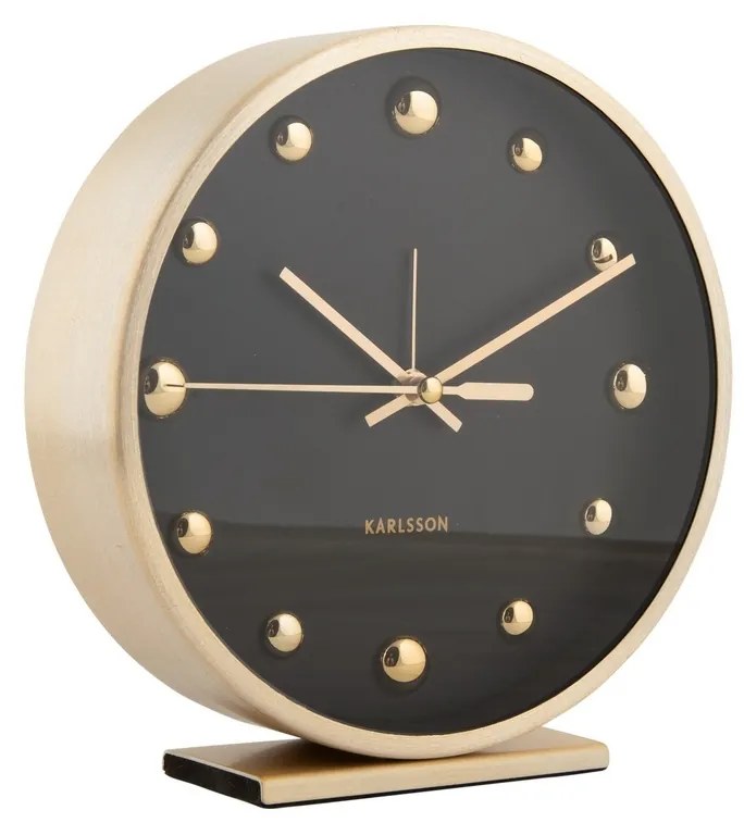 Karlsson 5970BK dizajnové stolné hodiny/budík čierna, pr. 16 cm