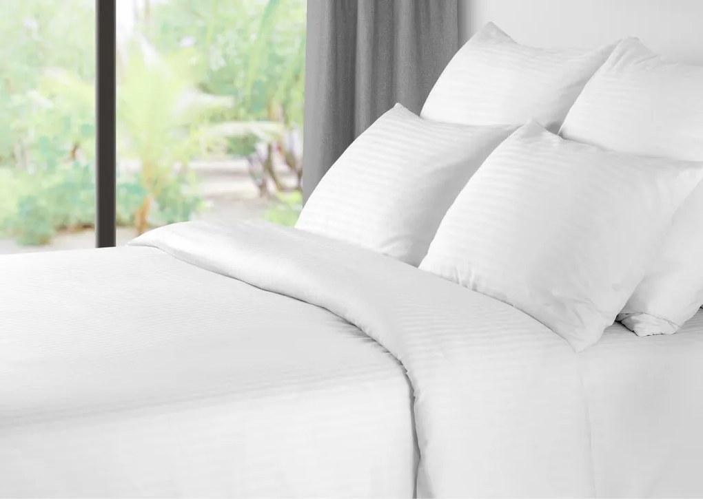 Hotelové obliečky z mikrovlákna JASMINE biele - prúžok 2 cm Rozmer obliečky: 70 x 80 cm | 140 x 200 cm