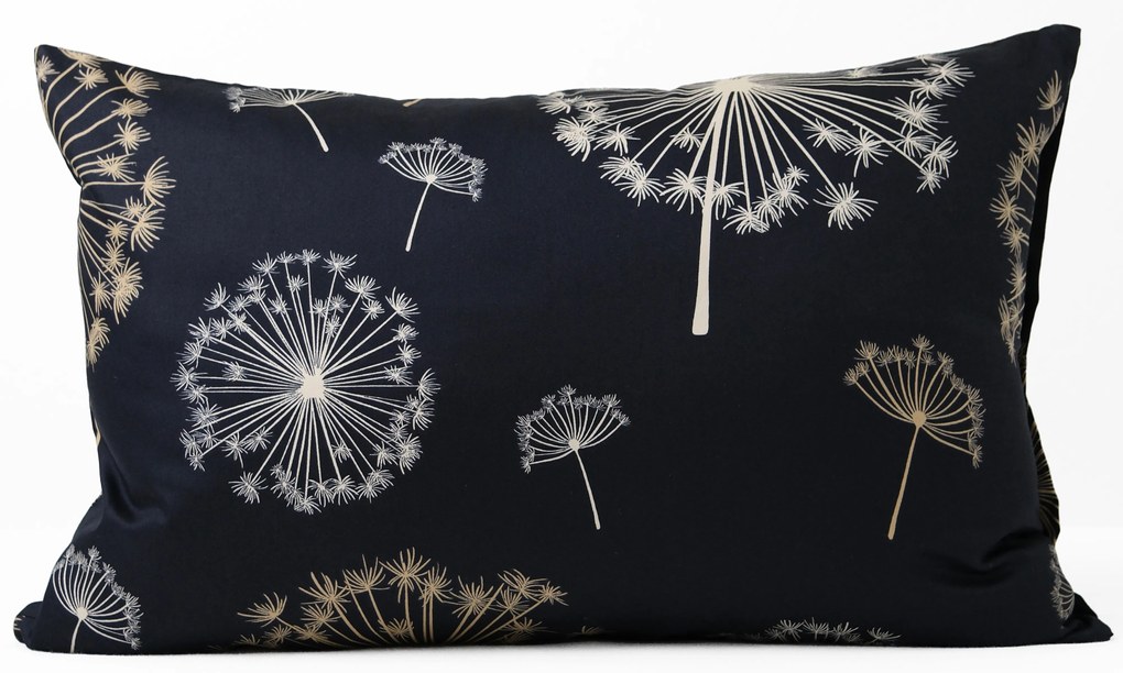 Saténová obliečka na vankúš 40 x 60 cm - Púpavy čierna