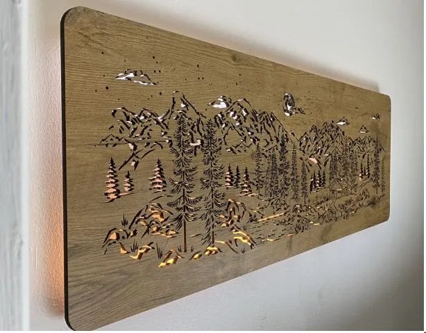 Podsvietený obraz Chata v horách