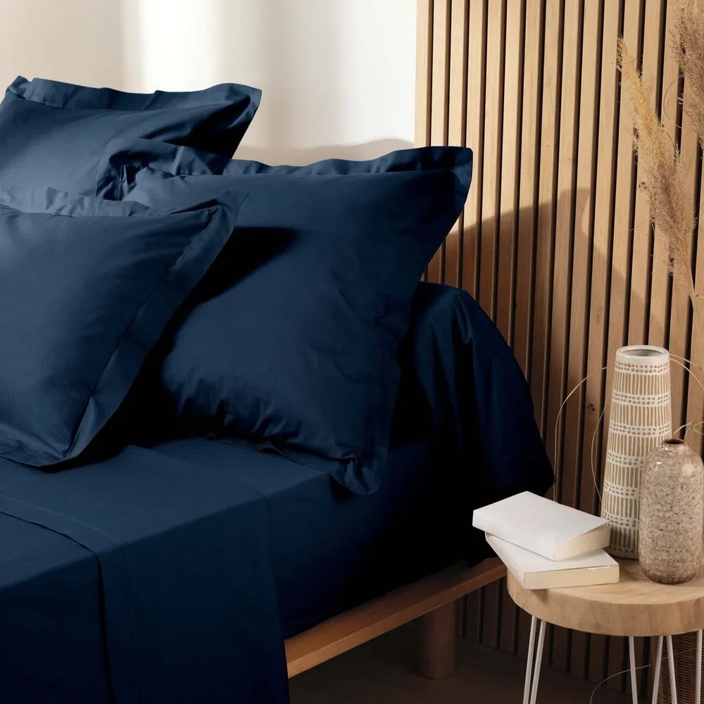 Tmavomodrá napínacia plachta z Bio bavlny 160x200 cm Biolina – douceur d'intérieur