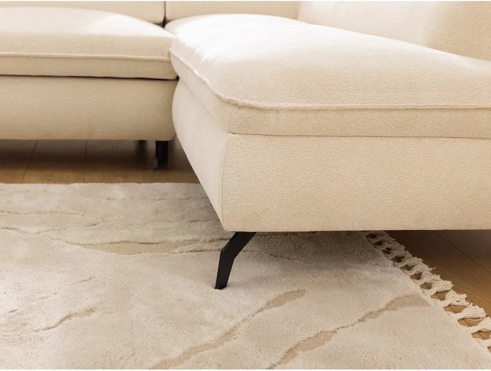 Krémová ženilková rohová pohovka (pravý roh/do L) Marbeya – Ropez