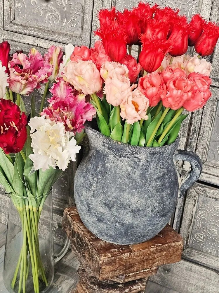 Kytica 5ks ružových realistických tulipánov Tulips Papagayo - 39 cm