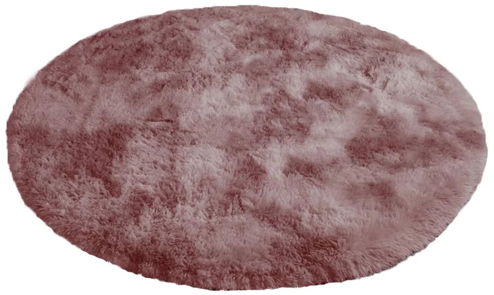 Ružový okrúhly shaggy koberec Ombre Rozmer: 200 cm