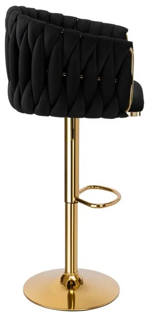Barová stolička COFTON zamatová, zlatá / čierna