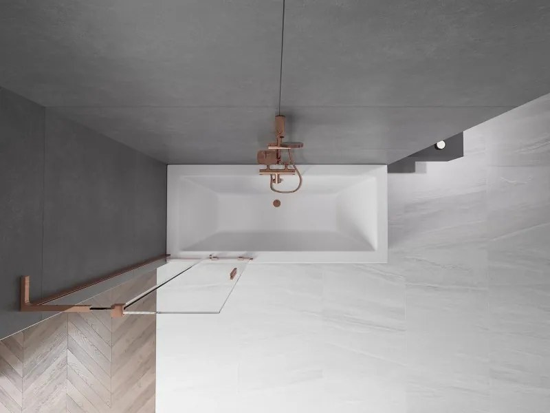 Mexen Velar L, 2-krídlová posuvná vaňová zástena 70 x 150 cm, 8mm číre sklo, ružové zlato, 896-070-003-01-60