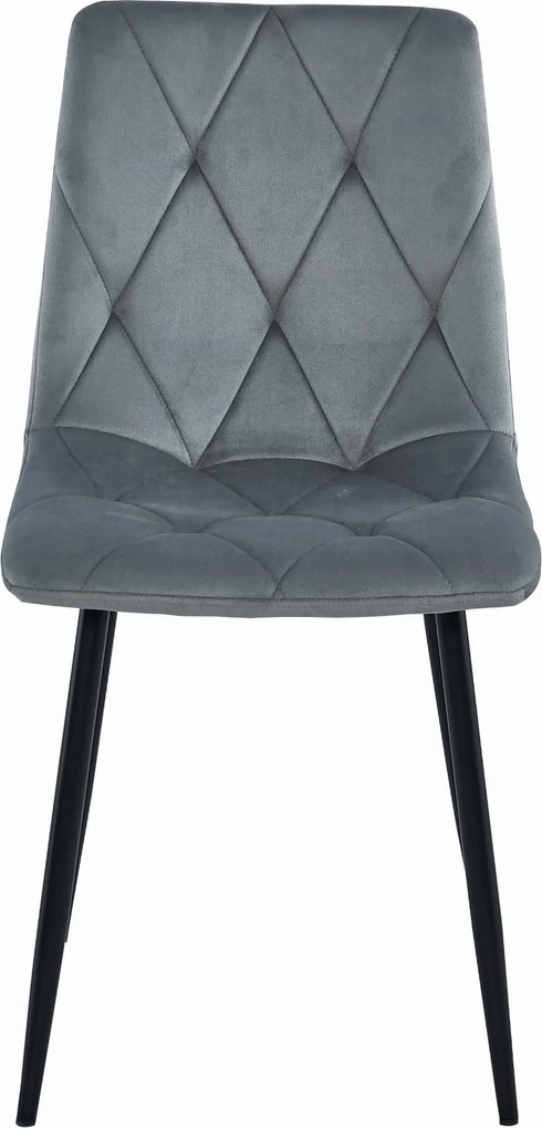 AKCIA Sivá zamatová jedálenská stolička LIBRA s čiernymi nohami II. akosť