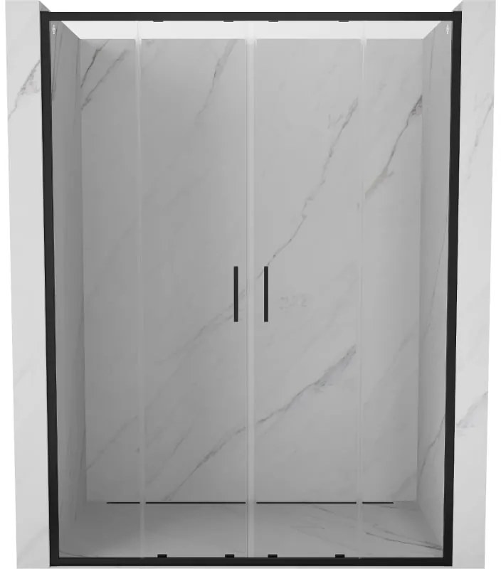 Mexen Exo, 2-krídlové posuvné 130x200 cm, 6mm číre sklo, čierny profil, 8152-130-000-70-00