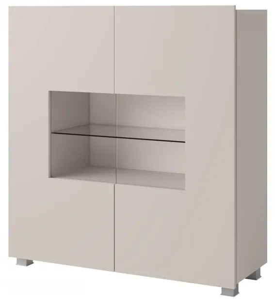 Komoda Bralani BR01, Farby: biela / biely lesk, Osvetlenie: osvetlenie LED modré