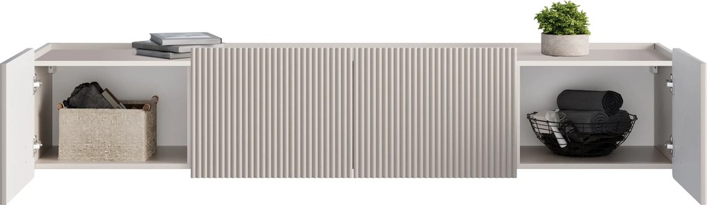 Závesná TV skrinka Malmi 200 cm - kašmírová / zlatá