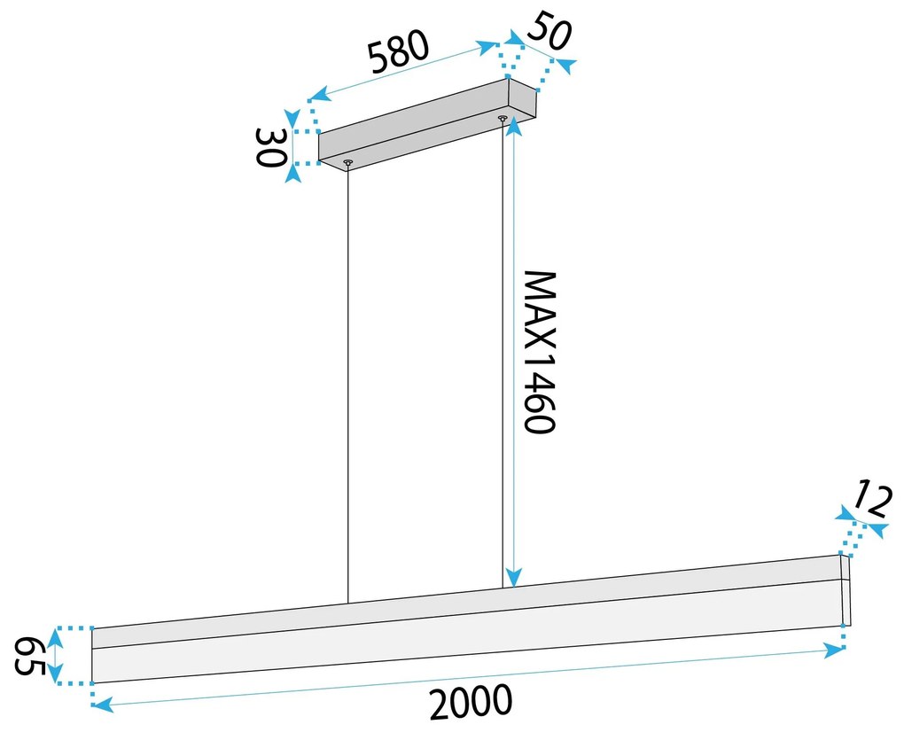 Toolight Toolight, LED stropné svietidlo 200cm, 48W, 4000K, APP1697-CP, zlatá matná, OSW-07893
