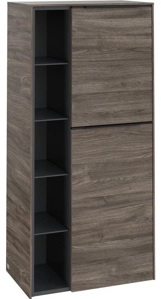 VILLEROY &amp; BOCH Subway 3.0 závesná prostredná skrinka, 2 dvierka + 1 priehradka, pánty vpravo, 574 x 362 x 1200 mm, Stone Oak, C59901RK