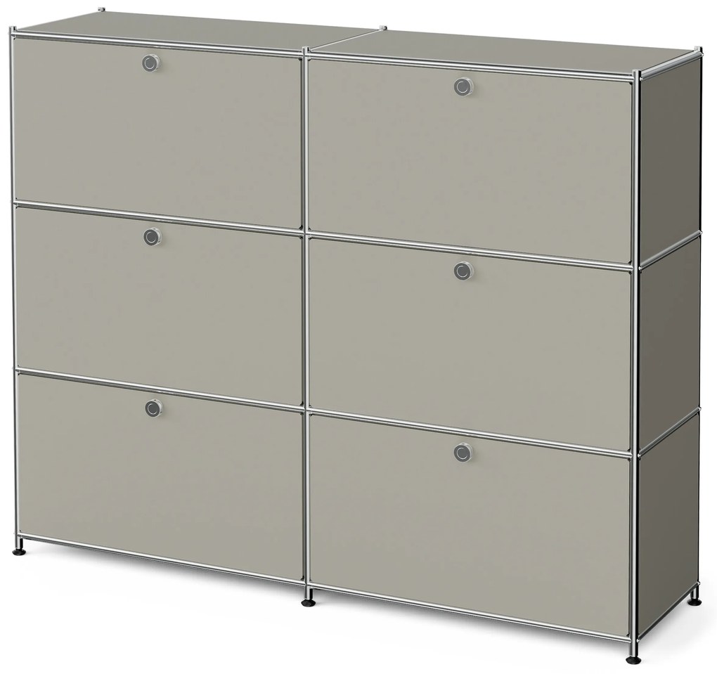 Kovová komoda »CN3« so 6 výklopnými priečinkami, svetlosivá