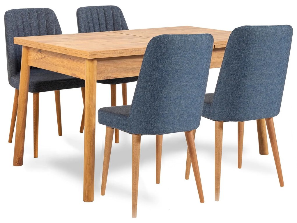 Jedálenský set Vlasta 5 (borovica atlantická + námornícka modrá) (pre 4 osoby). Akcia -18%. Vlastná spoľahlivá doprava až k Vám domov. 1093804