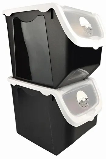 Orion Skladovací čierny box na cibuľu a zemiaky, biele veko (12l)