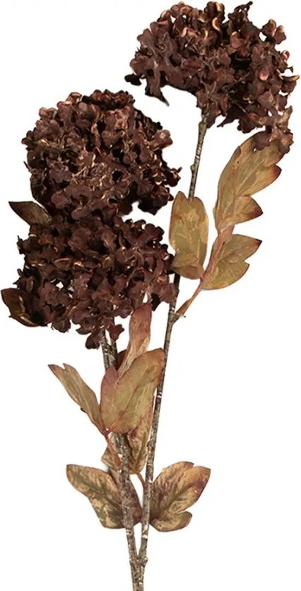 Dekorácia hnedá umelá kvetina hortenzie - 10*8*76 cm
