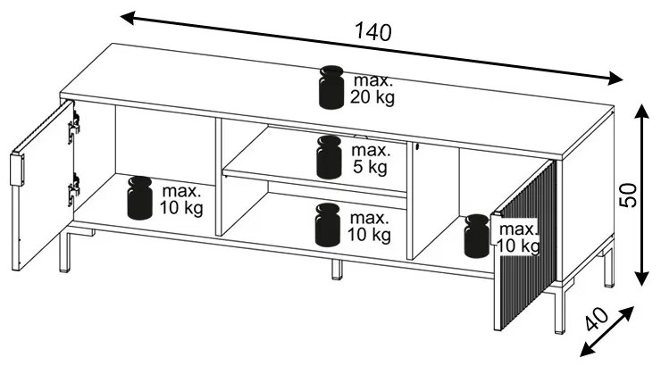 TV stolík Flinn 140 cm čierny