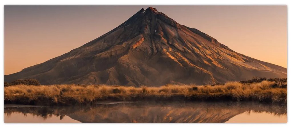 Obraz odrazu hory Taranaki, Nový Zéland (120x50 cm)