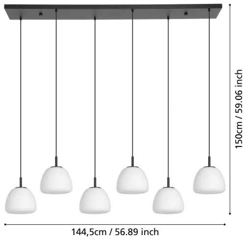 Eglo 390203 - Luster na lanku BALMES 6xE27/40W/230V