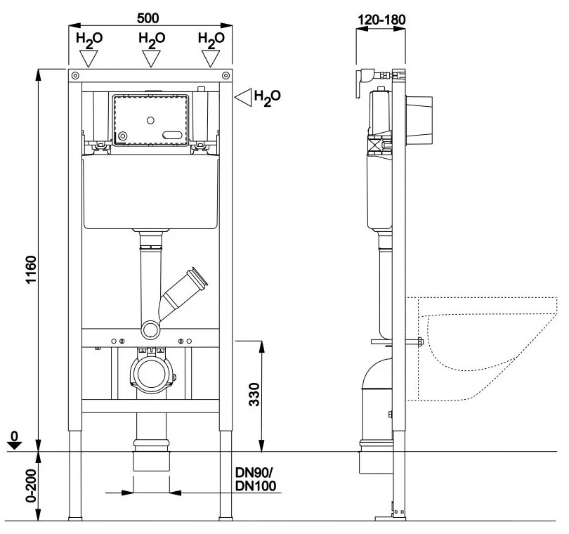 Mereo Mereo, WC komplet pre sádrokartón s príslušenstvom, MER-MM02SETRB